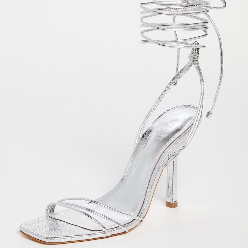 Schutz Silver Thea Heel Sandal